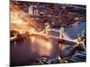 View of City of London with the Tower Bridge at Night - London - UK - England - United Kingdom-Philippe Hugonnard-Mounted Photographic Print