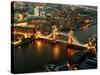 View of City of London with the Tower Bridge at Night - London - UK - England - United Kingdom-Philippe Hugonnard-Stretched Canvas