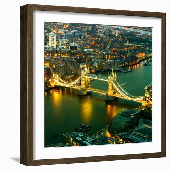 View of City of London with the Tower Bridge at Night - London - UK - England - United Kingdom-Philippe Hugonnard-Framed Photographic Print