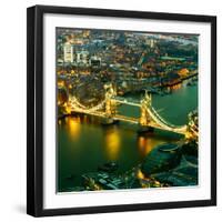 View of City of London with the Tower Bridge at Night - London - UK - England - United Kingdom-Philippe Hugonnard-Framed Photographic Print