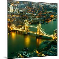 View of City of London with the Tower Bridge at Night - London - UK - England - United Kingdom-Philippe Hugonnard-Mounted Photographic Print