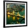 View of City of London with the Tower Bridge at Night - London - UK - England - United Kingdom-Philippe Hugonnard-Framed Photographic Print