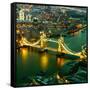 View of City of London with the Tower Bridge at Night - London - UK - England - United Kingdom-Philippe Hugonnard-Framed Stretched Canvas