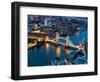 View of City of London with the Tower Bridge at Night - London - UK - England - United Kingdom-Philippe Hugonnard-Framed Art Print