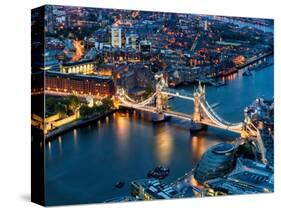 View of City of London with the Tower Bridge at Night - London - UK - England - United Kingdom-Philippe Hugonnard-Stretched Canvas