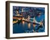 View of City of London with the Tower Bridge at Night - London - UK - England - United Kingdom-Philippe Hugonnard-Framed Art Print