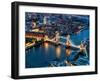 View of City of London with the Tower Bridge at Night - London - UK - England - United Kingdom-Philippe Hugonnard-Framed Art Print