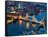 View of City of London with the Tower Bridge at Night - London - UK - England - United Kingdom-Philippe Hugonnard-Framed Stretched Canvas