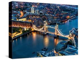 View of City of London with the Tower Bridge at Night - London - UK - England - United Kingdom-Philippe Hugonnard-Stretched Canvas