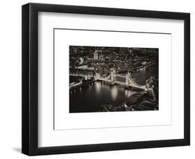 View of City of London with the Tower Bridge at Night - London - UK - England - United Kingdom-Philippe Hugonnard-Framed Art Print