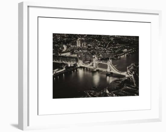 View of City of London with the Tower Bridge at Night - London - UK - England - United Kingdom-Philippe Hugonnard-Framed Art Print