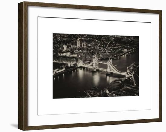 View of City of London with the Tower Bridge at Night - London - UK - England - United Kingdom-Philippe Hugonnard-Framed Art Print