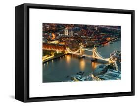 View of City of London with the Tower Bridge at Night - London - UK - England - United Kingdom-Philippe Hugonnard-Framed Stretched Canvas