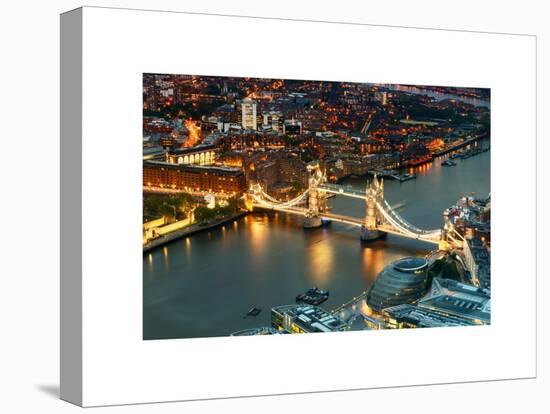 View of City of London with the Tower Bridge at Night - London - UK - England - United Kingdom-Philippe Hugonnard-Stretched Canvas