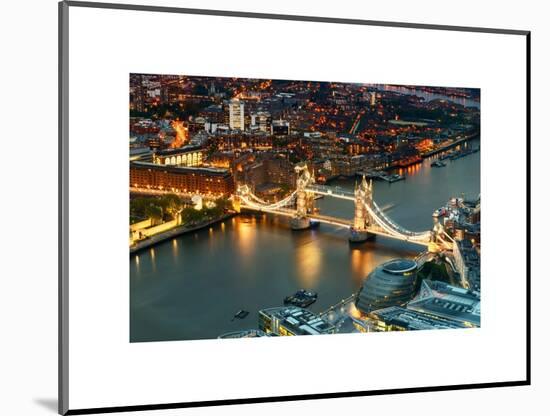 View of City of London with the Tower Bridge at Night - London - UK - England - United Kingdom-Philippe Hugonnard-Mounted Art Print