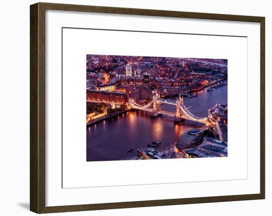 View of City of London with the Tower Bridge at Night - London - UK - England - United Kingdom-Philippe Hugonnard-Framed Art Print