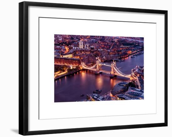 View of City of London with the Tower Bridge at Night - London - UK - England - United Kingdom-Philippe Hugonnard-Framed Art Print