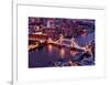 View of City of London with the Tower Bridge at Night - London - UK - England - United Kingdom-Philippe Hugonnard-Framed Art Print