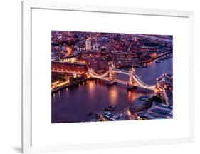 View of City of London with the Tower Bridge at Night - London - UK - England - United Kingdom-Philippe Hugonnard-Framed Art Print