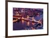 View of City of London with the Tower Bridge at Night - London - UK - England - United Kingdom-Philippe Hugonnard-Framed Art Print