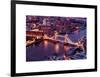 View of City of London with the Tower Bridge at Night - London - UK - England - United Kingdom-Philippe Hugonnard-Framed Art Print