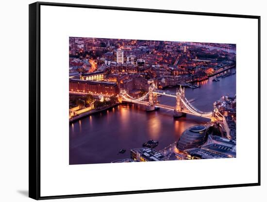 View of City of London with the Tower Bridge at Night - London - UK - England - United Kingdom-Philippe Hugonnard-Framed Stretched Canvas