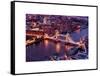 View of City of London with the Tower Bridge at Night - London - UK - England - United Kingdom-Philippe Hugonnard-Framed Stretched Canvas