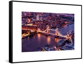 View of City of London with the Tower Bridge at Night - London - UK - England - United Kingdom-Philippe Hugonnard-Framed Stretched Canvas