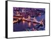 View of City of London with the Tower Bridge at Night - London - UK - England - United Kingdom-Philippe Hugonnard-Framed Stretched Canvas