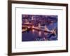 View of City of London with the Tower Bridge at Night - London - UK - England - United Kingdom-Philippe Hugonnard-Framed Art Print