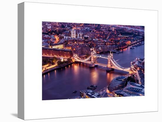 View of City of London with the Tower Bridge at Night - London - UK - England - United Kingdom-Philippe Hugonnard-Stretched Canvas