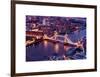 View of City of London with the Tower Bridge at Night - London - UK - England - United Kingdom-Philippe Hugonnard-Framed Art Print