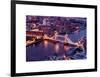 View of City of London with the Tower Bridge at Night - London - UK - England - United Kingdom-Philippe Hugonnard-Framed Art Print