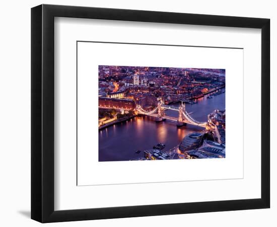 View of City of London with the Tower Bridge at Night - London - UK - England - United Kingdom-Philippe Hugonnard-Framed Art Print