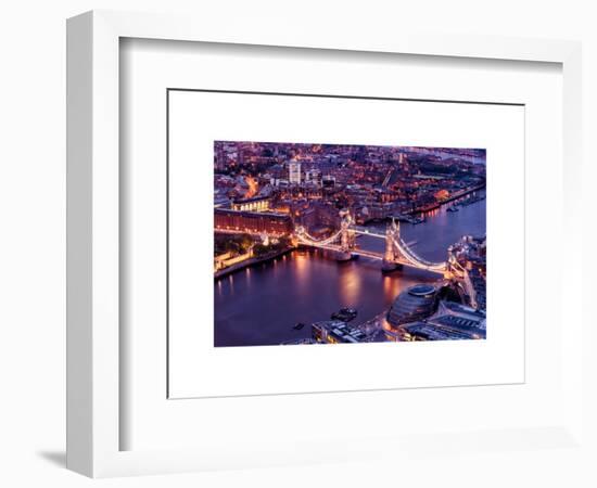 View of City of London with the Tower Bridge at Night - London - UK - England - United Kingdom-Philippe Hugonnard-Framed Art Print