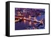 View of City of London with the Tower Bridge at Night - London - UK - England - United Kingdom-Philippe Hugonnard-Framed Stretched Canvas