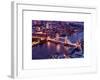 View of City of London with the Tower Bridge at Night - London - UK - England - United Kingdom-Philippe Hugonnard-Framed Art Print