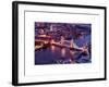 View of City of London with the Tower Bridge at Night - London - UK - England - United Kingdom-Philippe Hugonnard-Framed Art Print