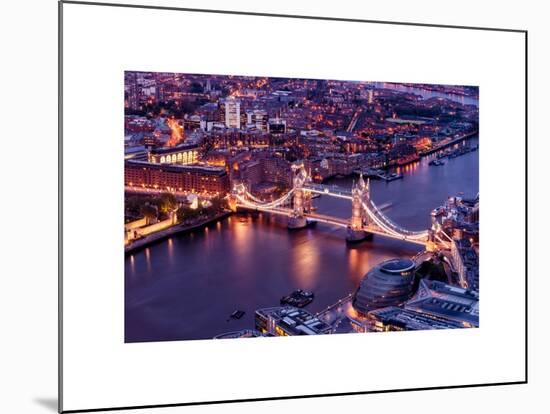 View of City of London with the Tower Bridge at Night - London - UK - England - United Kingdom-Philippe Hugonnard-Mounted Art Print