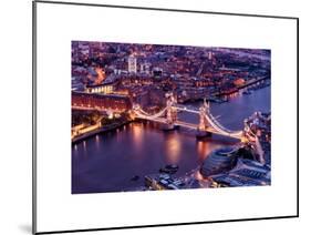 View of City of London with the Tower Bridge at Night - London - UK - England - United Kingdom-Philippe Hugonnard-Mounted Art Print