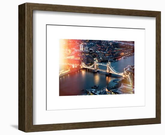 View of City of London with the Tower Bridge at Night - London - UK - England - United Kingdom-Philippe Hugonnard-Framed Art Print