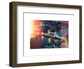 View of City of London with the Tower Bridge at Night - London - UK - England - United Kingdom-Philippe Hugonnard-Framed Art Print