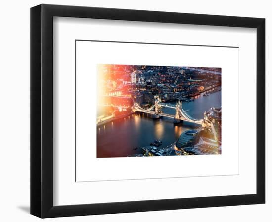 View of City of London with the Tower Bridge at Night - London - UK - England - United Kingdom-Philippe Hugonnard-Framed Art Print