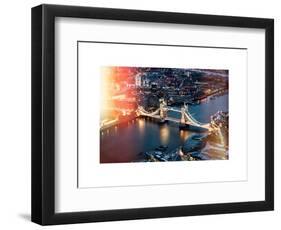 View of City of London with the Tower Bridge at Night - London - UK - England - United Kingdom-Philippe Hugonnard-Framed Art Print