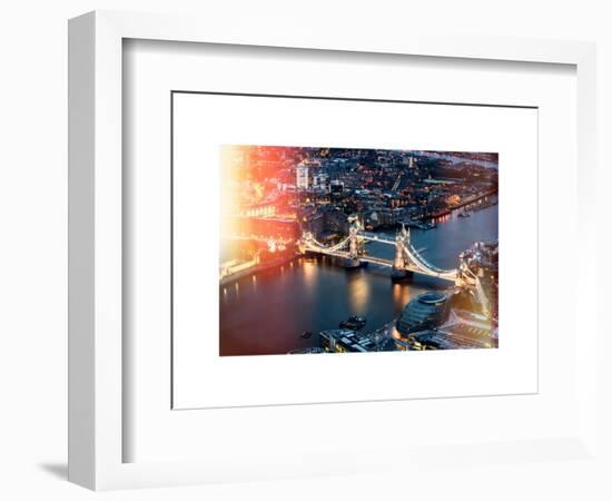 View of City of London with the Tower Bridge at Night - London - UK - England - United Kingdom-Philippe Hugonnard-Framed Art Print