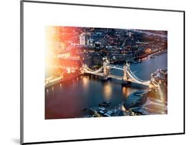 View of City of London with the Tower Bridge at Night - London - UK - England - United Kingdom-Philippe Hugonnard-Mounted Art Print