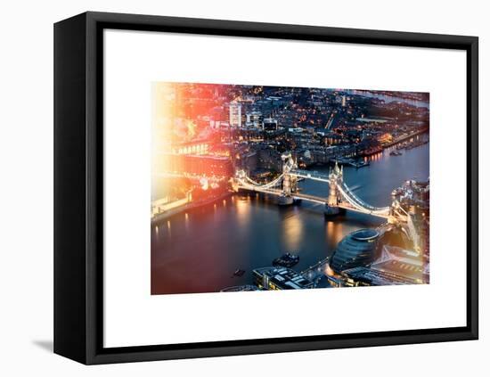 View of City of London with the Tower Bridge at Night - London - UK - England - United Kingdom-Philippe Hugonnard-Framed Stretched Canvas