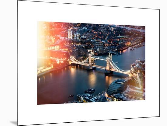 View of City of London with the Tower Bridge at Night - London - UK - England - United Kingdom-Philippe Hugonnard-Mounted Art Print