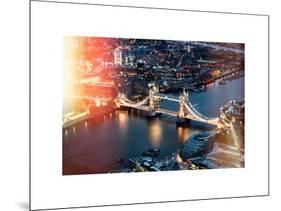 View of City of London with the Tower Bridge at Night - London - UK - England - United Kingdom-Philippe Hugonnard-Mounted Art Print