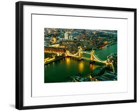 View of City of London with the Tower Bridge at Night - London - UK - England - United Kingdom-Philippe Hugonnard-Framed Art Print